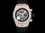 ZF Factory Hublot BigBang Rose gold steel case with White diamonds Watch